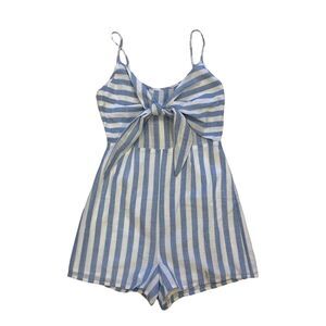 After Market Reagan Romper Womens S Small Back Zip Tie Front Stripe Adjustable